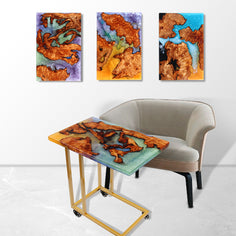 Jeezi Handmade Multipurpose C Table/ End Table, Mobile Sofa Side End Table, Solid Wood Living Room End Table, Resin Art Wall Decor 14 Jeezi Handmade Multipurpose C Table/ End Table, Mobile Sofa Side End Table, Solid Wood Living Room End Table, Resin Art Wall Decor 14