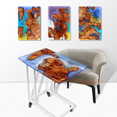 Jeezi Handmade Multipurpose C Table/ End Table, Mobile Sofa Side End Table, Solid Wood Living Room End Table, Resin Art Wall Decor  16 Jeezi Handmade Multipurpose C Table/ End Table, Mobile Sofa Side End Table, Solid Wood Living Room End Table, Resin Art Wall Decor  16