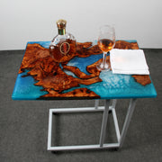 Load image into Gallery viewer, Jeezi Handmade Multipurpose C Table/ End Table, Mobile Sofa Side End Table, Solid Wood Living Room End Table, Resin Art Wall Decor 19