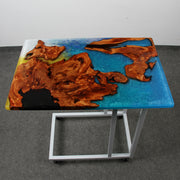 Load image into Gallery viewer, Jeezi Handmade Multipurpose C Table/ End Table, Mobile Sofa Side End Table, Solid Wood Living Room End Table, Resin Art Wall Decor 07