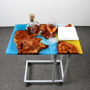 Load image into Gallery viewer, Jeezi Handmade Multipurpose C Table/ End Table, Mobile Sofa Side End Table, Solid Wood Living Room End Table, Resin Art Wall Decor 05