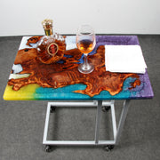 Load image into Gallery viewer, Jeezi Handmade Multipurpose C Table/ End Table, Mobile Sofa Side End Table, Solid Wood Living Room End Table, Resin Art Wall Decor 22