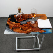 Load image into Gallery viewer, Jeezi Handmade Multipurpose C Table/ End Table, Mobile Sofa Side End Table, Solid Wood Living Room End Table, Resin Art Wall Decor 12