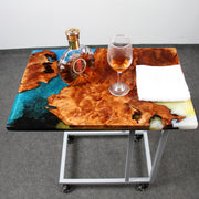 Load image into Gallery viewer, Jeezi Handmade Multipurpose C Table/ End Table, Mobile Sofa Side End Table, Solid Wood Living Room End Table, Resin Art Wall Decor 18