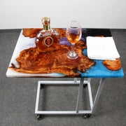 Load image into Gallery viewer, Jeezi Handmade Multipurpose C Table/ End Table, Mobile Sofa Side End Table, Solid Wood Living Room End Table, Resin Art Wall Decor 15