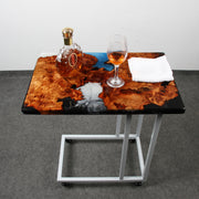 Load image into Gallery viewer, Jeezi Handmade Multipurpose C Table/ End Table, Mobile Sofa Side End Table, Solid Wood Living Room End Table, Resin Art Wall Decor 09