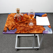 Load image into Gallery viewer, Jeezi Handmade Multipurpose C Table/ End Table, Mobile Sofa Side End Table, Solid Wood Living Room End Table, Resin Art Wall Decor 27