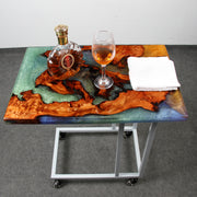 Load image into Gallery viewer, Jeezi Handmade Multipurpose C Table/ End Table, Mobile Sofa Side End Table, Solid Wood Living Room End Table, Resin Art Wall Decor 14