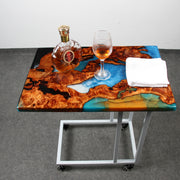 Load image into Gallery viewer, Jeezi Handmade Multipurpose C Table/ End Table, Mobile Sofa Side End Table, Solid Wood Living Room End Table, Resin Art Wall Decor 17