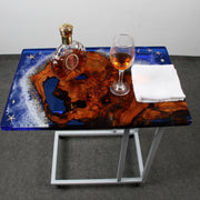 Load image into Gallery viewer, Jeezi Handmade Multipurpose C Table/ End Table, Mobile Sofa Side End Table, Solid Wood Living Room End Table, Resin Art Wall Decor 02