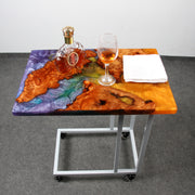 Load image into Gallery viewer, Jeezi Handmade Multipurpose C Table/ End Table, Mobile Sofa Side End Table, Solid Wood Living Room End Table, Resin Art Wall Decor 11