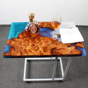 Load image into Gallery viewer, Jeezi Handmade Multipurpose C Table/ End Table, Mobile Sofa Side End Table, Solid Wood Living Room End Table, Resin Art Wall Decor 04