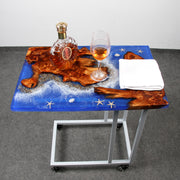 Load image into Gallery viewer, Jeezi Handmade Multipurpose C Table/ End Table, Mobile Sofa Side End Table, Solid Wood Living Room End Table, Resin Art Wall Decor 16