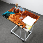 Load image into Gallery viewer, Jeezi Handmade Multipurpose C Table/ End Table, Mobile Sofa Side End Table, Solid Wood Living Room End Table, Resin Art Wall Decor 18