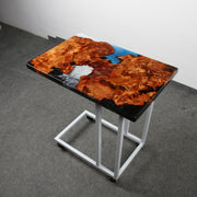 Load image into Gallery viewer, Jeezi Handmade Multipurpose C Table/ End Table, Mobile Sofa Side End Table, Solid Wood Living Room End Table, Resin Art Wall Decor 09