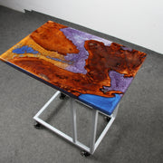 Load image into Gallery viewer, Jeezi Handmade Multipurpose C Table/ End Table, Mobile Sofa Side End Table, Solid Wood Living Room End Table, Resin Art Wall Decor 26