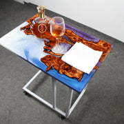 Load image into Gallery viewer, Jeezi Handmade Multipurpose C Table/ End Table, Mobile Sofa Side End Table, Solid Wood Living Room End Table, Resin Art Wall Decor 28