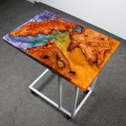 Load image into Gallery viewer, Jeezi Handmade Multipurpose C Table/ End Table, Mobile Sofa Side End Table, Solid Wood Living Room End Table, Resin Art Wall Decor 11