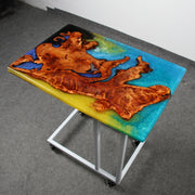 Load image into Gallery viewer, Jeezi Handmade Multipurpose C Table/ End Table, Mobile Sofa Side End Table, Solid Wood Living Room End Table, Resin Art Wall Decor 24