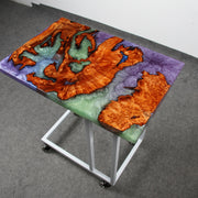 Load image into Gallery viewer, Jeezi Handmade Multipurpose C Table/ End Table, Mobile Sofa Side End Table, Solid Wood Living Room End Table, Resin Art Wall Decor 08