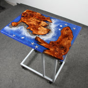 Load image into Gallery viewer, Jeezi Handmade Multipurpose C Table/ End Table, Mobile Sofa Side End Table, Solid Wood Living Room End Table, Resin Art Wall Decor 16