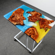 Load image into Gallery viewer, Jeezi Handmade Multipurpose C Table/ End Table, Mobile Sofa Side End Table, Solid Wood Living Room End Table, Resin Art Wall Decor 05