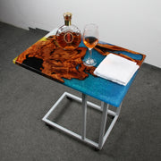 Load image into Gallery viewer, Jeezi Handmade Multipurpose C Table/ End Table, Mobile Sofa Side End Table, Solid Wood Living Room End Table, Resin Art Wall Decor 07