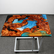 Load image into Gallery viewer, Jeezi Handmade Multipurpose C Table/ End Table, Mobile Sofa Side End Table, Solid Wood Living Room End Table, Resin Art Wall Decor 17