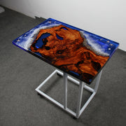 Load image into Gallery viewer, Jeezi Handmade Multipurpose C Table/ End Table, Mobile Sofa Side End Table, Solid Wood Living Room End Table, Resin Art Wall Decor 02