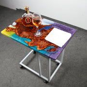 Load image into Gallery viewer, Jeezi Handmade Multipurpose C Table/ End Table, Mobile Sofa Side End Table, Solid Wood Living Room End Table, Resin Art Wall Decor 22