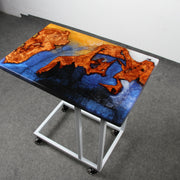 Load image into Gallery viewer, Jeezi Handmade Multipurpose C Table/ End Table, Mobile Sofa Side End Table, Solid Wood Living Room End Table, Resin Art Wall Decor 23