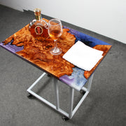 Load image into Gallery viewer, Jeezi Handmade Multipurpose C Table/ End Table, Mobile Sofa Side End Table, Solid Wood Living Room End Table, Resin Art Wall Decor 27