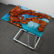 Load image into Gallery viewer, Jeezi Handmade Multipurpose C Table/ End Table, Mobile Sofa Side End Table, Solid Wood Living Room End Table, Resin Art Wall Decor 19