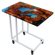 Load image into Gallery viewer, Jeezi Handmade Multipurpose C Table/ End Table, Mobile Sofa Side End Table, Solid Wood Living Room End Table, Resin Art Wall Decor 17