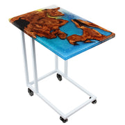 Load image into Gallery viewer, Jeezi Handmade Multipurpose C Table/ End Table, Mobile Sofa Side End Table, Solid Wood Living Room End Table, Resin Art Wall Decor 07