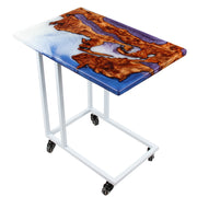 Load image into Gallery viewer, Jeezi Handmade Multipurpose C Table/ End Table, Mobile Sofa Side End Table, Solid Wood Living Room End Table, Resin Art Wall Decor 28