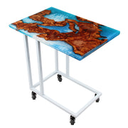 Load image into Gallery viewer, Jeezi Handmade Multipurpose C Table/ End Table, Mobile Sofa Side End Table, Solid Wood Living Room End Table, Resin Art Wall Decor 19