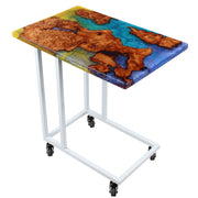 Load image into Gallery viewer, Jeezi Handmade Multipurpose C Table/ End Table, Mobile Sofa Side End Table, Solid Wood Living Room End Table, Resin Art Wall Decor 25