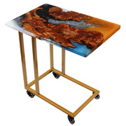 Load image into Gallery viewer, Jeezi Handmade Multipurpose C Table/ End Table, Mobile Sofa Side End Table, Solid Wood Living Room End Table, Resin Art Wall Decor 12
