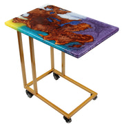 Load image into Gallery viewer, Jeezi Handmade Multipurpose C Table/ End Table, Mobile Sofa Side End Table, Solid Wood Living Room End Table, Resin Art Wall Decor 22