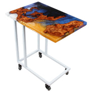 Load image into Gallery viewer, Jeezi Handmade Multipurpose C Table/ End Table, Mobile Sofa Side End Table, Solid Wood Living Room End Table, Resin Art Wall Decor 23