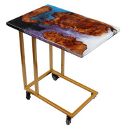 Load image into Gallery viewer, Jeezi Handmade Multipurpose C Table/ End Table, Mobile Sofa Side End Table, Solid Wood Living Room End Table, Resin Art Wall Decor 15