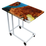 Load image into Gallery viewer, Jeezi Handmade Multipurpose C Table/ End Table, Mobile Sofa Side End Table, Solid Wood Living Room End Table, Resin Art Wall Decor 18