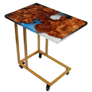 Load image into Gallery viewer, Jeezi Handmade Multipurpose C Table/ End Table, Mobile Sofa Side End Table, Solid Wood Living Room End Table, Resin Art Wall Decor 09