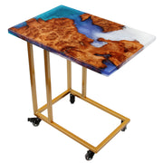 Load image into Gallery viewer, Jeezi Handmade Multipurpose C Table/ End Table, Mobile Sofa Side End Table, Solid Wood Living Room End Table, Resin Art Wall Decor 04
