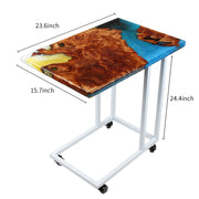 Load image into Gallery viewer, Jeezi Handmade Multipurpose C Table/ End Table, Mobile Sofa Side End Table, Solid Wood Living Room End Table, Resin Art Wall Decor 18