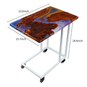 Load image into Gallery viewer, Jeezi Handmade Multipurpose C Table/ End Table, Mobile Sofa Side End Table, Solid Wood Living Room End Table, Resin Art Wall Decor 26
