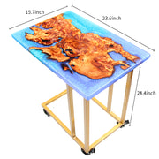 Load image into Gallery viewer, Jeezi Handmade Multipurpose C Table/ End Table, Mobile Sofa Side End Table, Solid Wood Living Room End Table, Resin Art Wall Decor 06