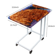 Load image into Gallery viewer, Jeezi Handmade Multipurpose C Table/ End Table, Mobile Sofa Side End Table, Solid Wood Living Room End Table, Resin Art Wall Decor 27
