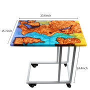 Load image into Gallery viewer, Jeezi Handmade Multipurpose C Table/ End Table, Mobile Sofa Side End Table, Solid Wood Living Room End Table, Resin Art Wall Decor 25